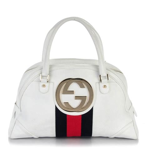 gucci calfskin web blondie bowler white|Gucci blonde handbags.